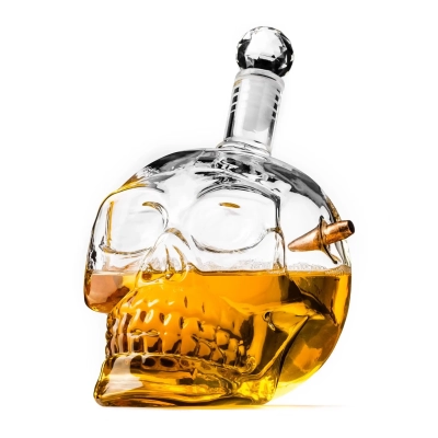 Kuloodporna Karafka Czaszka na Whisky z Pociskiem 700 ml - Prezent dla Mężczyzny