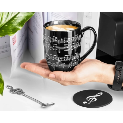 Zestaw Miłośnika Muzyki - Kubek + Podkładka + Łyżeczka + Torba Prezentowa