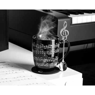 Zestaw Miłośnika Muzyki - Kubek + Podkładka + Łyżeczka + Torba Prezentowa