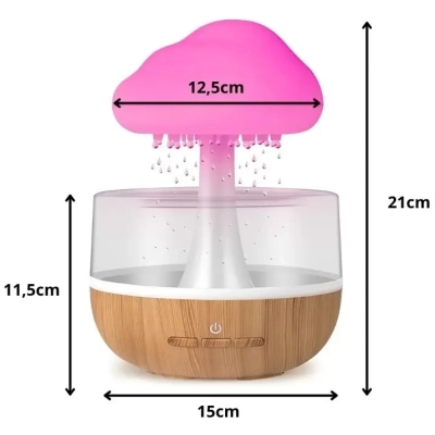Bezprzewodowy Nawilżacz Powietrza z Efektem Deszczu i Lampką LED RGB