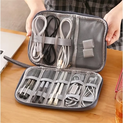 Kompaktowy Organizer Podróżny - Torba Etui na Kable i Ładowarki