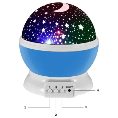 Lampka Nocna LED Projektor Gwiazd - Kula Obrotowa 360°