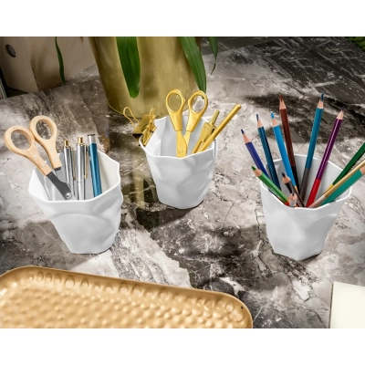 Przybornik i doniczki ZGNIECIONE KUBECZKI 3 szt.