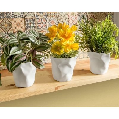 Przybornik i doniczki ZGNIECIONE KUBECZKI 3 szt.