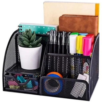 Organizer na Biurko 6 Komór + Szuflada - Pojemny Przybornik do Pracy i Domu