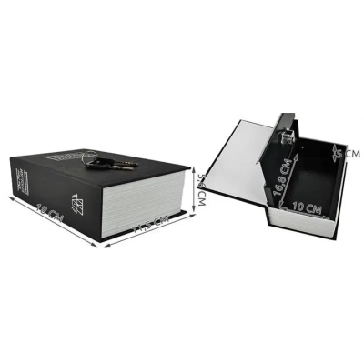 Sejf Kasetka Metalowa - Książka Podręcznik Skrytka na Pieniądze + Klucz