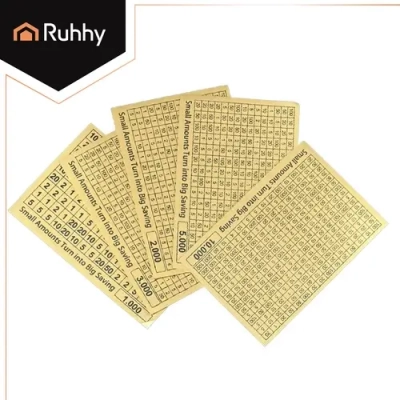 Wykreślana Skarbonka - Wyzwanie Oszczędzanie 10000 zł - 5 Wymiennych Kart Celów + Pisak