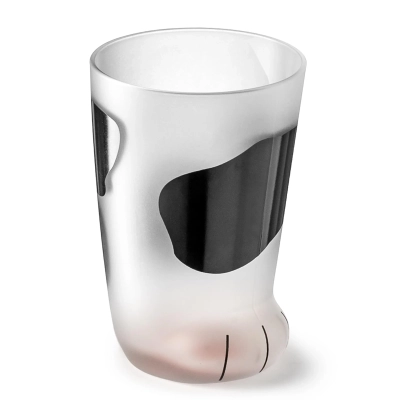 Czarno-biała Szklanka KOCIA ŁAPKA