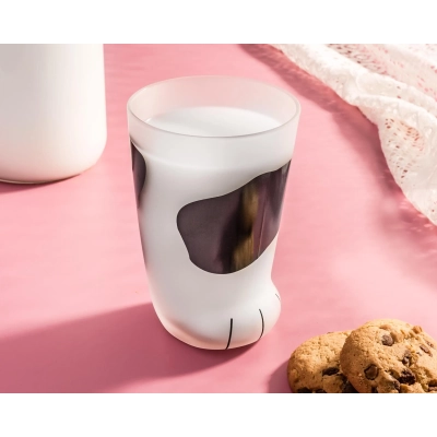 Czarno-biała Szklanka KOCIA ŁAPKA