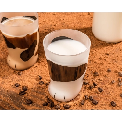 Czarno-biała Szklanka KOCIA ŁAPKA