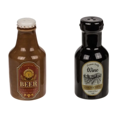 Solniczka i Pieprzniczka - Piwo i Wino - Zabawny Prezent do Kuchni