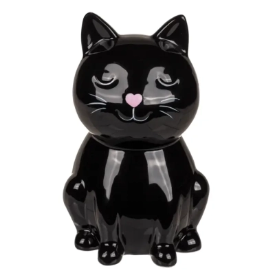 Ceramiczna Skarbonka Zamykana na Kluczyk - Czarny Kot