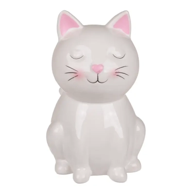 Ceramiczna Skarbonka Zamykana na Kluczyk - Biały Kot