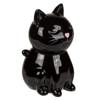 Ceramiczna Skarbonka Zamykana na Kluczyk - Czarny Kot