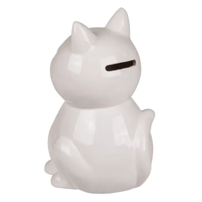 Ceramiczna Skarbonka Zamykana na Kluczyk - Biały Kot