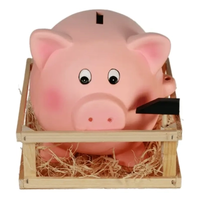 Skarbonka Świnka Gigant XXL z Młotkiem w Eleganckiej Drewnianej Skrzynce