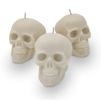 Zestaw Świec na Haloween CZASZKI 3 szt. – Mroczny Prezent dla Fanów Gotyku i Horroru