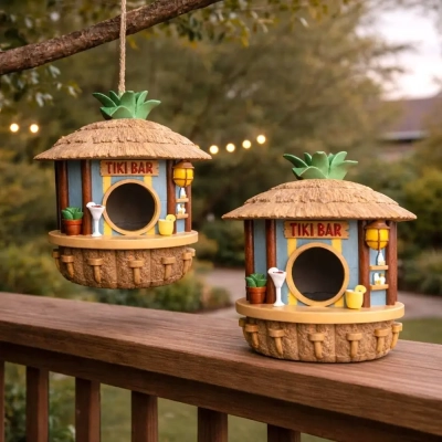 Domek dla Ptaków Tiki Bar - Tropikalna Dekoracja do Ogrodu, Balkonu, Tarasu