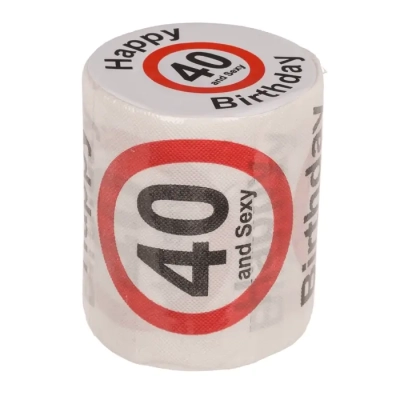 Papier Toaletowy na 40 Urodziny z napisem Happy & Sexy - Zabawny Prezent na 40-stkę