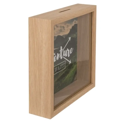 Drewniana Skarbonka Adventure Awaits - Motywacja do Spełniania Marzeń