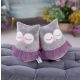 Szaro-Fioletowa Przytulanka Sówka - Ręcznie Szyta Maskotka - Produkcja Polska