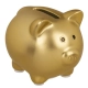 Złota Błyszcząca Świnka - Mała Ceramiczna Skarbonka z Zatyczką